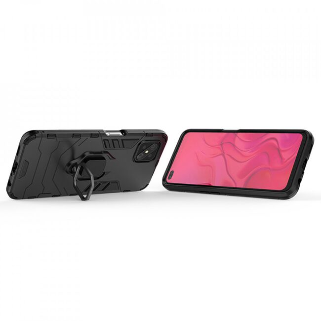 Husa oppo reno 4 z cu inel, techsuit silicone shield - negru