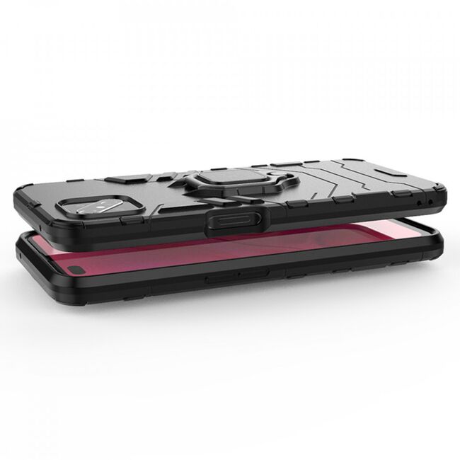 Husa oppo reno 4 z cu inel, techsuit silicone shield - negru