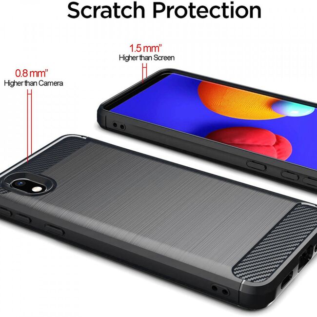 Husa samsung galaxy a01 core / m01 core, carbon silicone, techsuit - negru