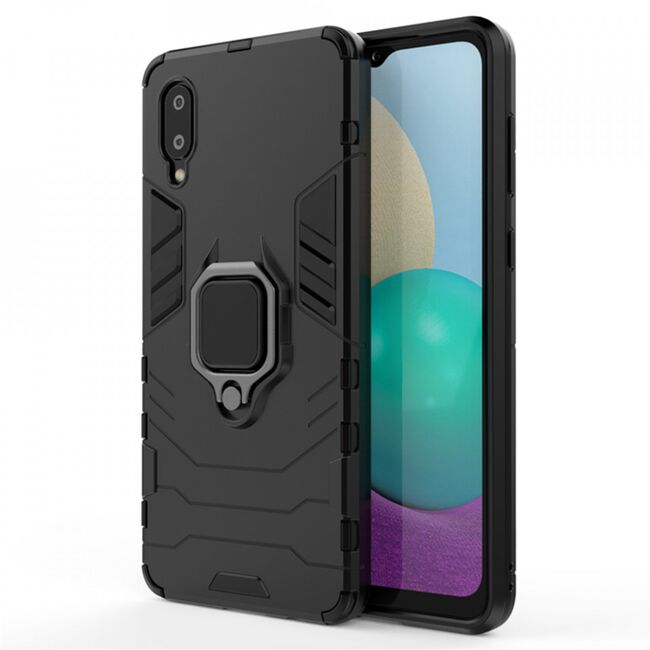 Husa samsung galaxy a02 / m02 cu inel, techsuit silicone shield - negru