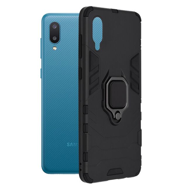 Husa samsung galaxy a02 / m02 cu inel, techsuit silicone shield - negru