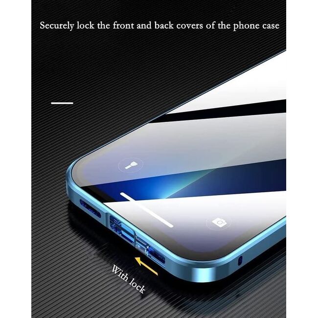 Husa iPhone 14 Pro 360 Magnetic Glass (sticla fata + spate), negru