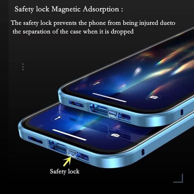 Husa iPhone 14 360 Magnetic Glass (sticla fata + spate), negru