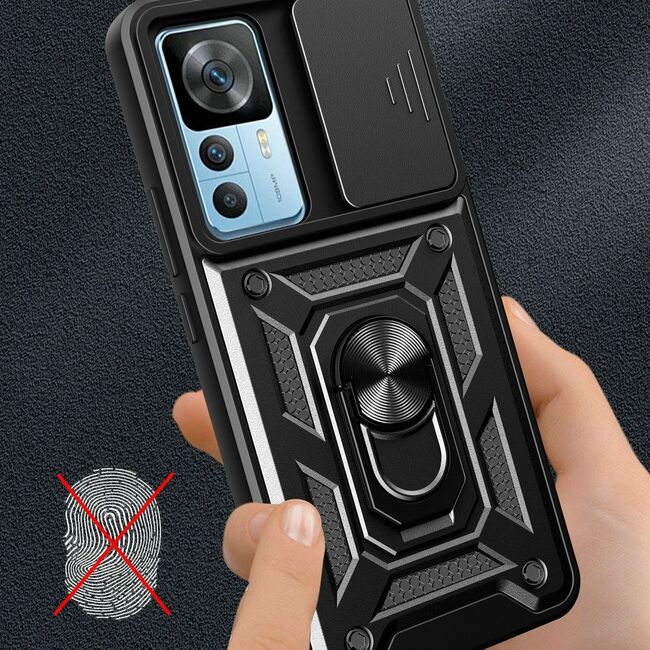 Husa pentru Xiaomi 12T / 12T PRO 5G cu inel Ring Armor Kickstand Tough, protectie camera (negru)