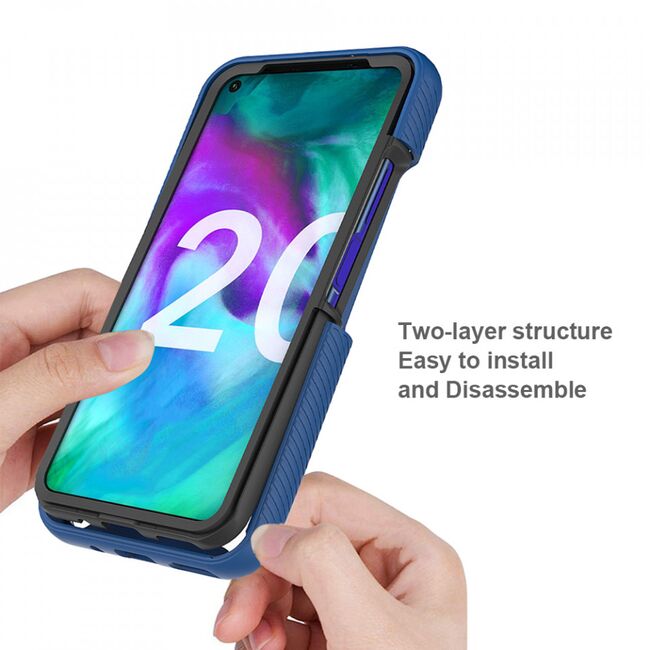 [pachet 360°] husa + folie huawei nova 5t / honor 20, techsuit defense - negru