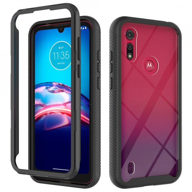 [pachet 360°] husa + folie motorola moto e6s / e6i, techsuit defense - black