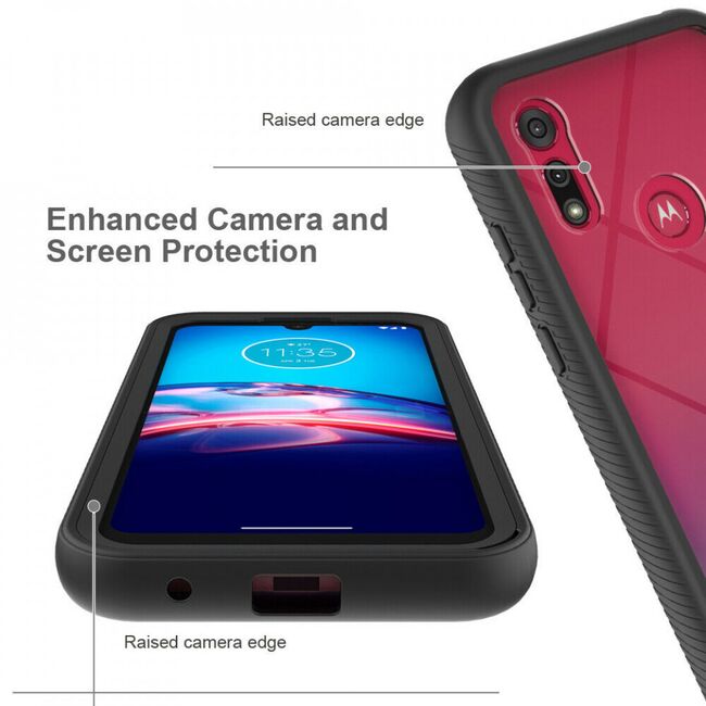 [pachet 360°] husa + folie motorola moto e6s / e6i, techsuit defense - black