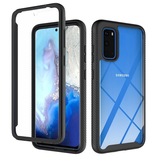 [pachet 360°] husa + folie oppo a72, techsuit defense - black
