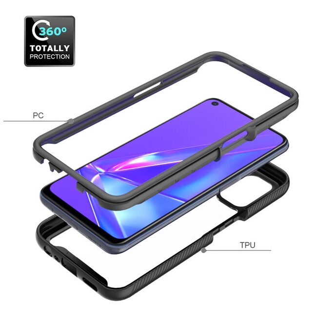 [pachet 360°] husa + folie oppo a72, techsuit defense - black