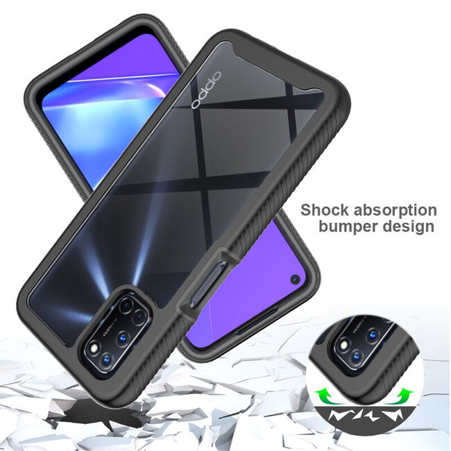 [pachet 360°] husa + folie oppo a72, techsuit defense - black