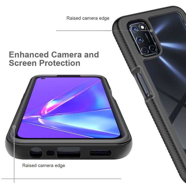 [pachet 360°] husa + folie oppo a72, techsuit defense - black