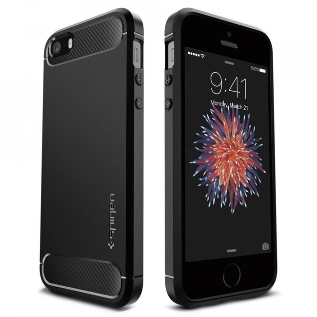 Bumper iphone 5 / 5s / se, rugged armor spigen - negru