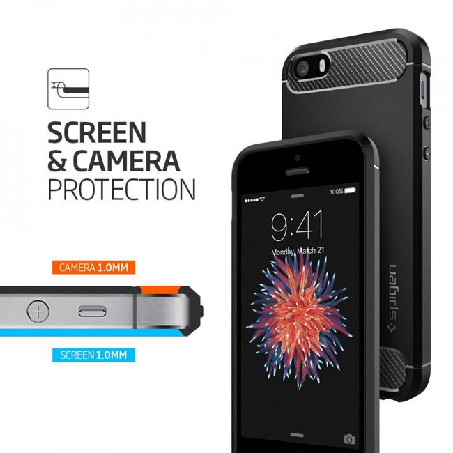 Bumper iphone 5 / 5s / se, rugged armor spigen - negru