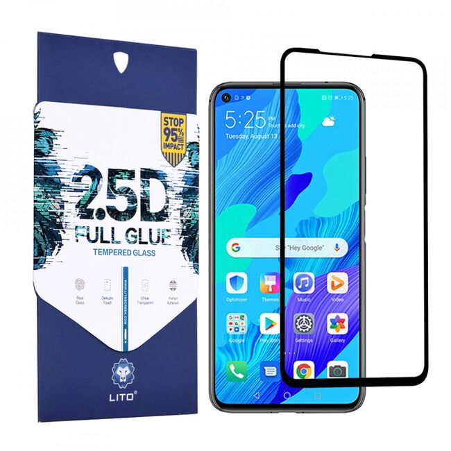 Folie de sticla huawei nova 5t / mate 30 lite / honor 20, 2.5d fullglue lito - negru