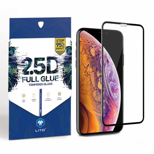 Folie de sticla motorola moto one fusion plus, 2.5d fullglue lito - negru