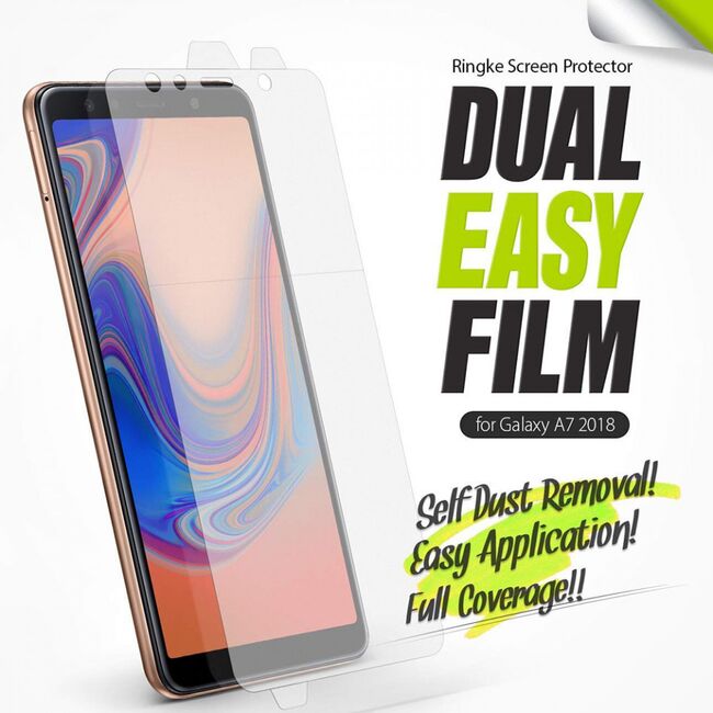 Folie samsung galaxy a7 2018, dual easy full (2 pack), ringke - clear