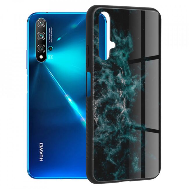 Husa huawei nova 5t / honor 20 cu sticla securizata, techsuit glaze - blue nebula