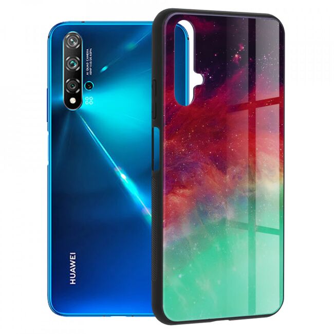 Husa huawei nova 5t / honor 20 cu sticla securizata, techsuit glaze - fiery ocean