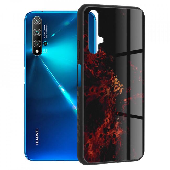 Husa huawei nova 5t / honor 20 cu sticla securizata, techsuit glaze - red nebula