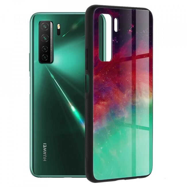 Husa huawei p40 lite 5g cu sticla securizata, techsuit glaze - fiery ocean