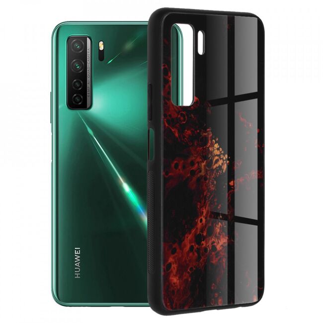 Husa huawei p40 lite 5g cu sticla securizata, techsuit glaze - red nebula