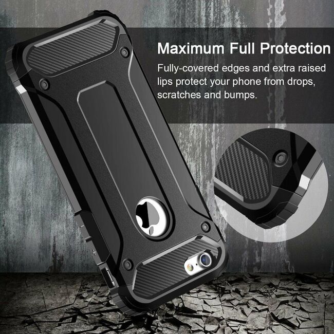 Husa iphone 4 / 4s din plastic dur, techsuit hybrid armor - negru