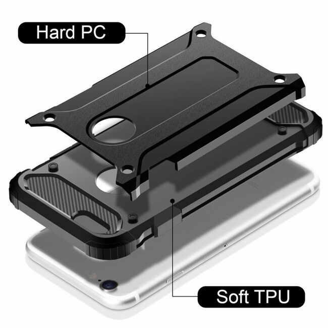 Husa iphone 4 / 4s din plastic dur, techsuit hybrid armor - negru