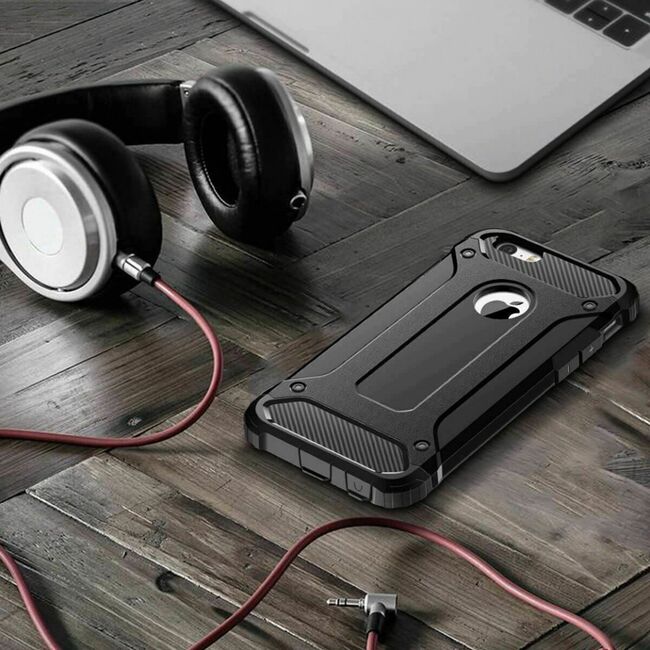 Husa iphone 4 / 4s din plastic dur, techsuit hybrid armor - negru