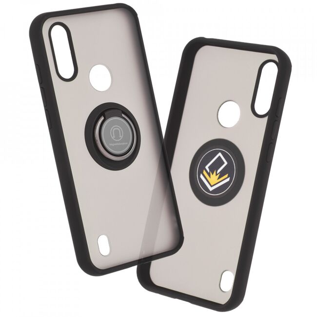 Husa motorola moto e6s 2020 cu inel, techsuit glinth - negru