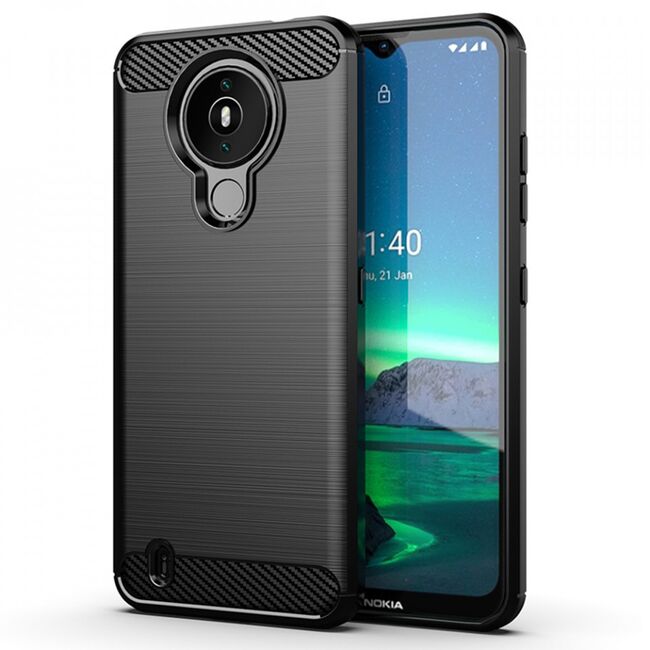 Husa nokia 1.4, carbon silicone, techsuit - negru