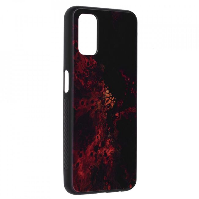 Husa oppo a52 / a72 / a92 cu sticla securizata, techsuit glaze - red nebula