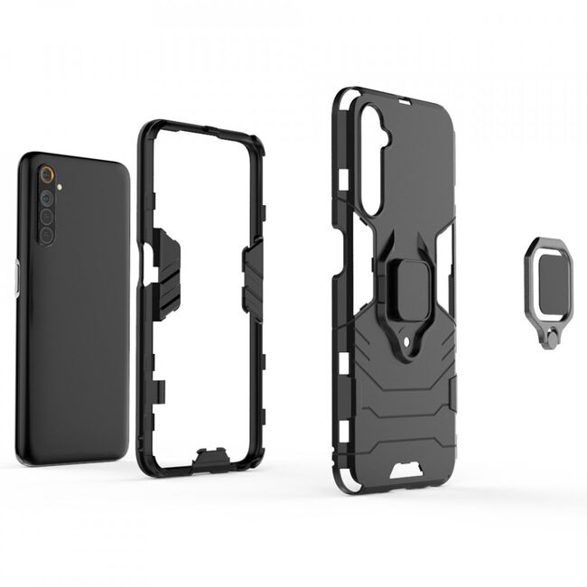 Husa realme 6 / 6s cu inel, techsuit silicone shield - negru