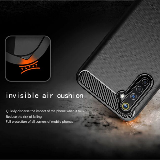 Husa realme 6 pro, carbon silicone, techsuit - negru