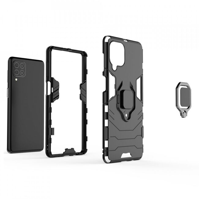 Husa samsung galaxy f62 / m62 cu inel, techsuit silicone shield - negru