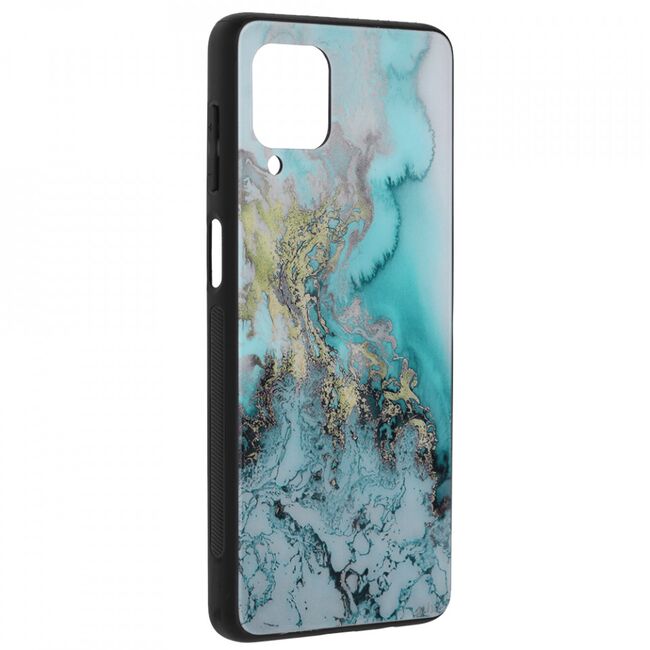Husa samsung galaxy f62 / m62 cu sticla securizata, techsuit glaze - blue ocean
