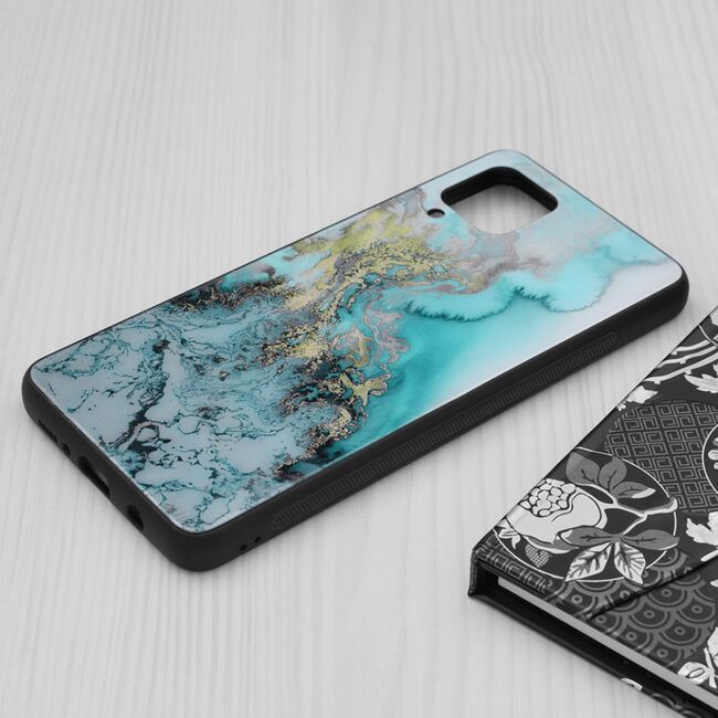 Husa samsung galaxy f62 / m62 cu sticla securizata, techsuit glaze - blue ocean