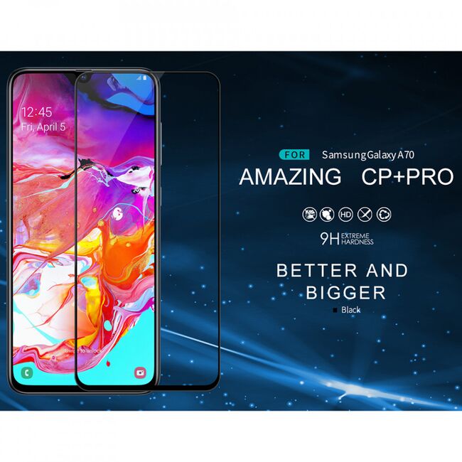Folie sticla samsung galaxy a70, nillkin amazing cp+pro - negru