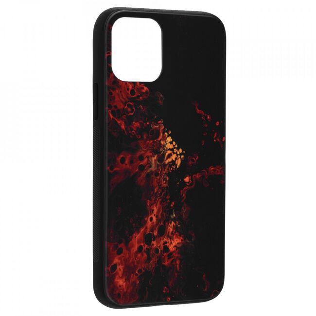 Husa iphone 11 cu sticla securizata, techsuit glaze - red nebula