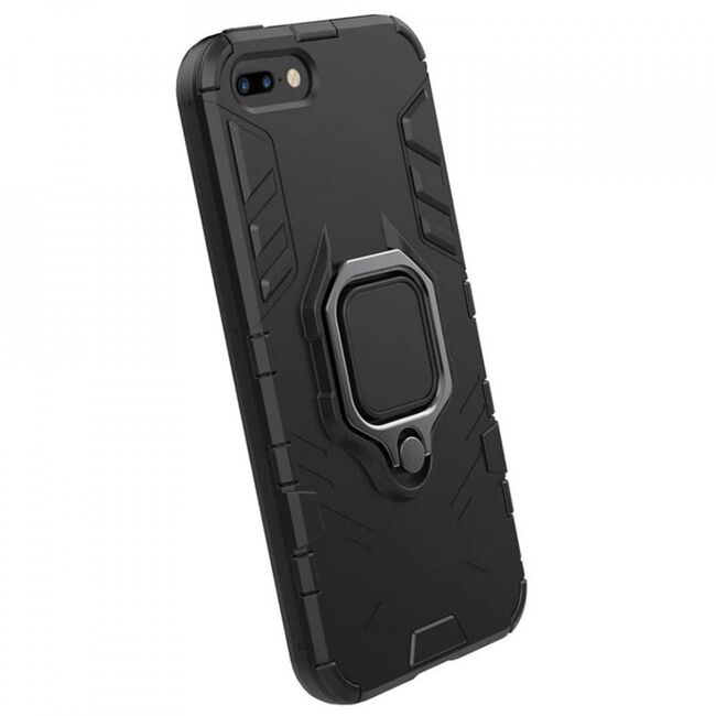 Husa iphone 7 plus cu inel, techsuit silicone shield - negru