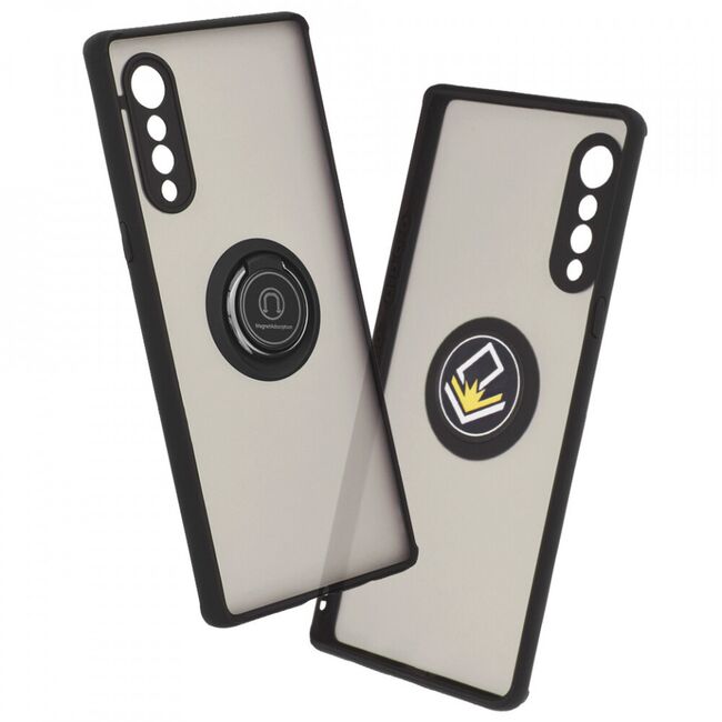 Husa lg velvet 5g cu inel, techsuit glinth - negru