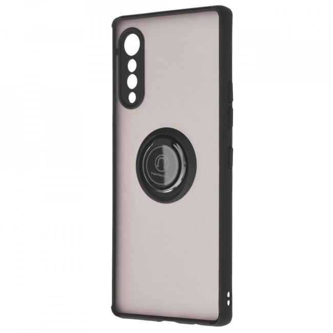 Husa lg velvet 5g cu inel, techsuit glinth - negru