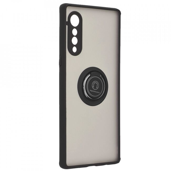 Husa lg velvet 5g cu inel, techsuit glinth - negru