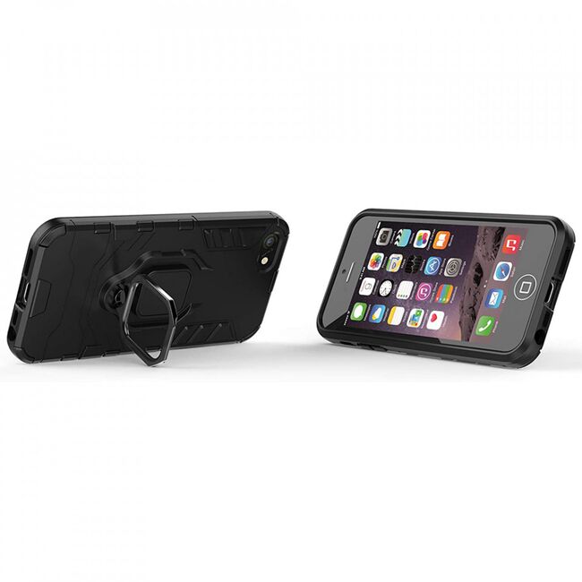 Husa iphone 6 / 6s cu inel, techsuit silicone shield - negru