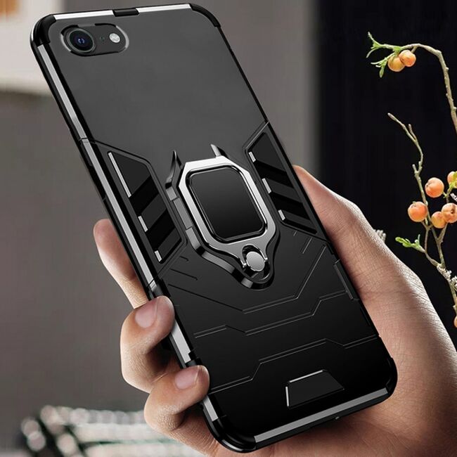 Husa iphone 7 / se 2020 / se 2 cu inel, techsuit silicone shield - negru