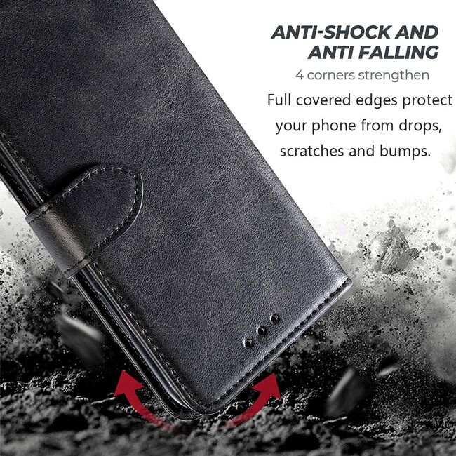 Pachet 360: Folie din stilca + Husa pentru Samsung Galaxy A53 5G Wallet tip carte, negru