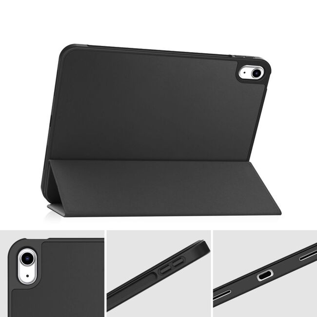 Husa iPad 10 2022 10.9 inch cu suport Apple Pen si functie stand, negru