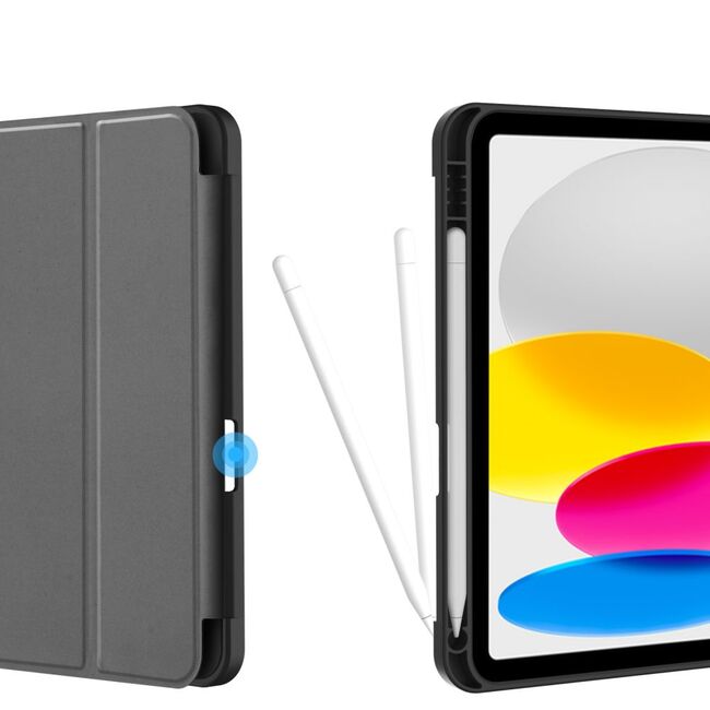 Husa iPad 10 2022 10.9 inch cu suport Apple Pen si functie stand, negru