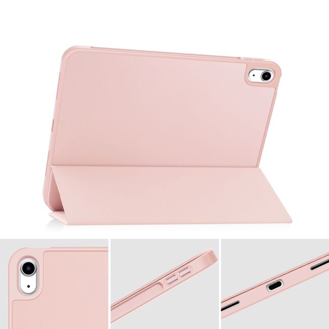 Husa iPad 10 2022 10.9 inch cu suport Apple Pen si functie stand, rose gold