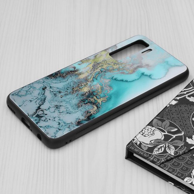Husa huawei p40 lite 5g cu sticla securizata, techsuit glaze - blue ocean