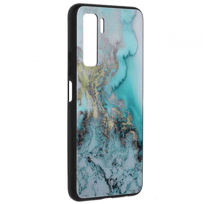 Husa huawei p40 lite 5g cu sticla securizata, techsuit glaze - blue ocean